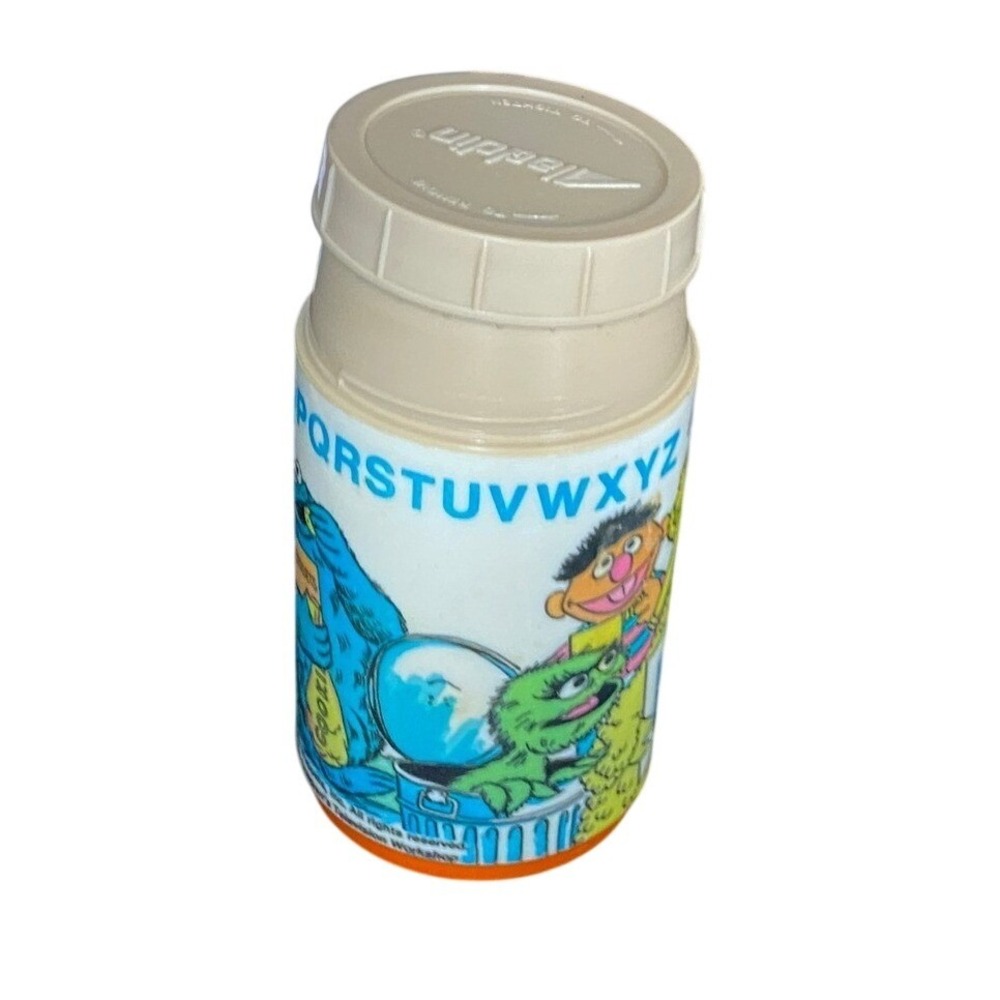 Vintage Sesame Street Alphabet Thermos Lunch Box Container Ernie